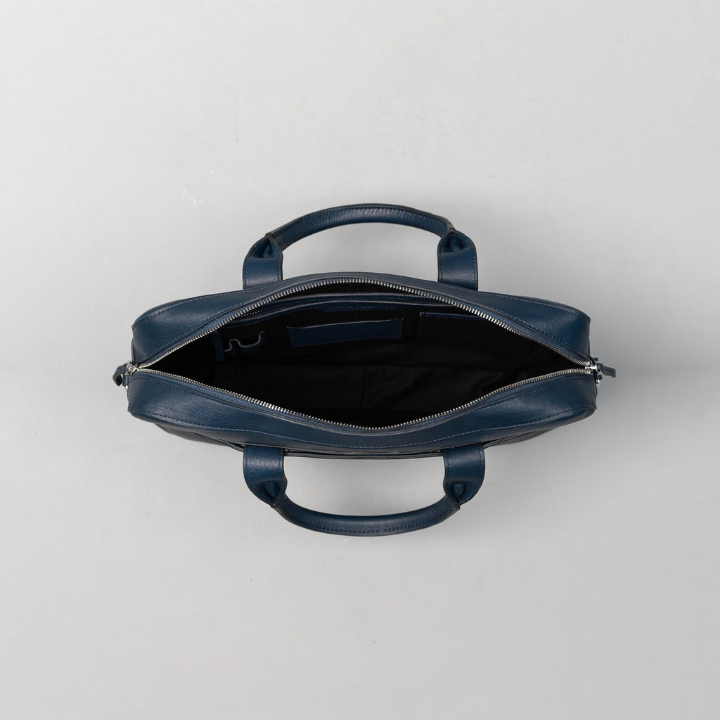 The Captain Midnight Blue Leather Briefcase