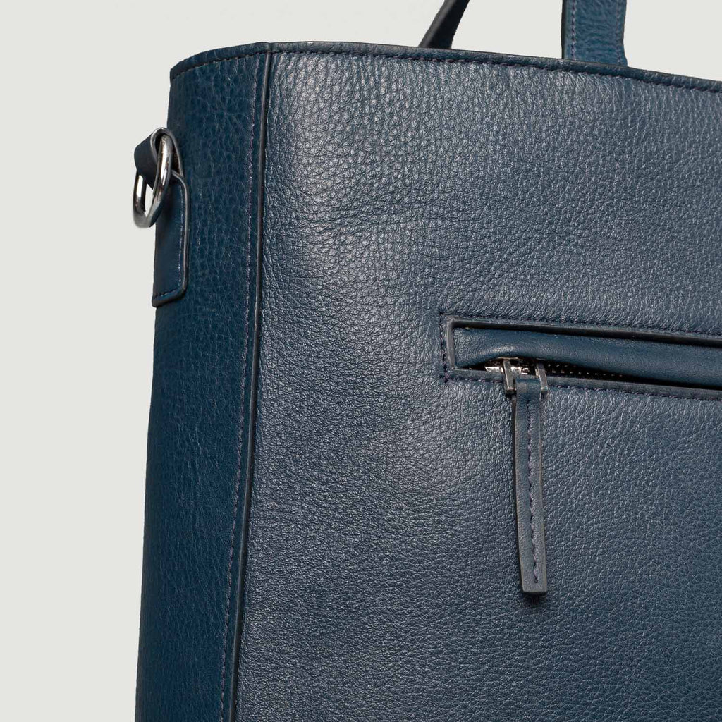 The Poet Midnight Blue Leather Tote Bag