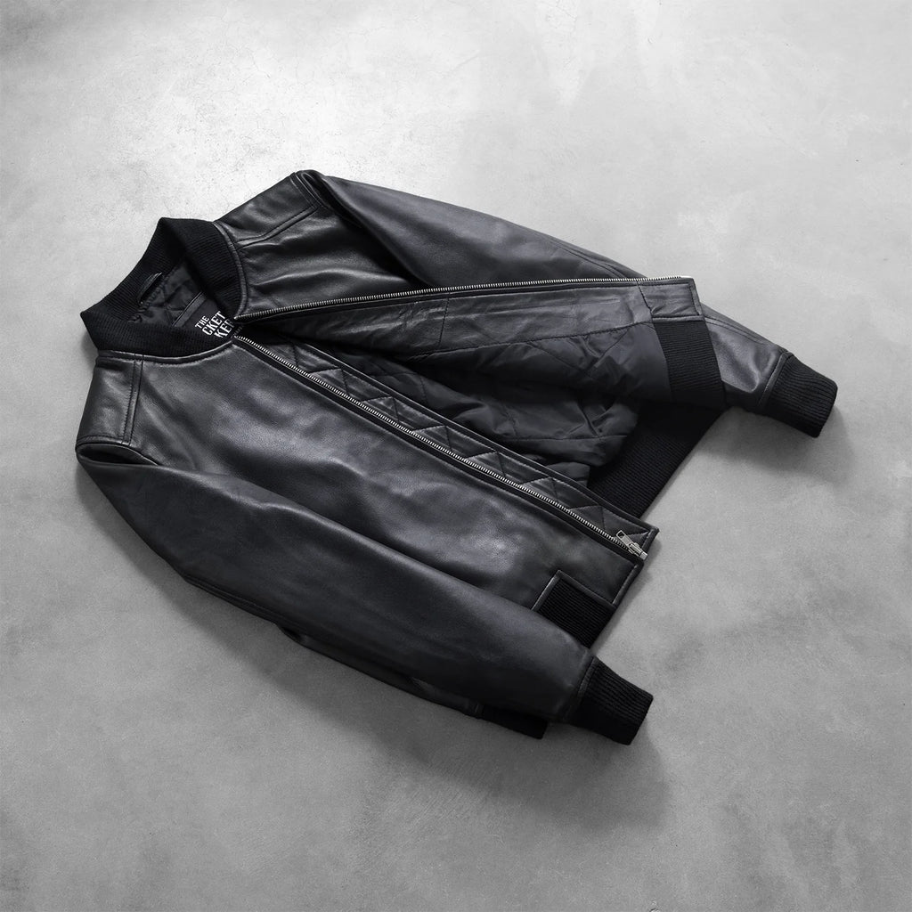 Bliss Black Leather Bomber Jacket SH632