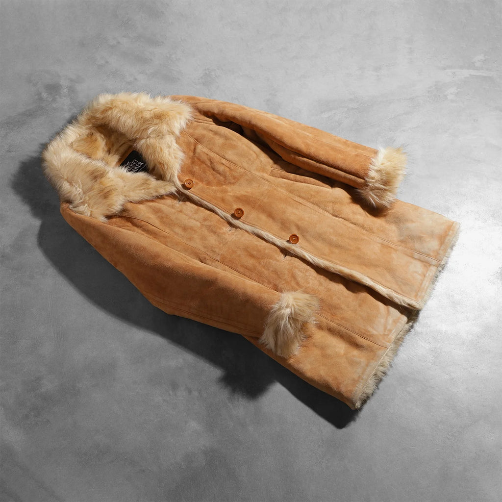 Erica Shearling Beige Leather Coat SH609