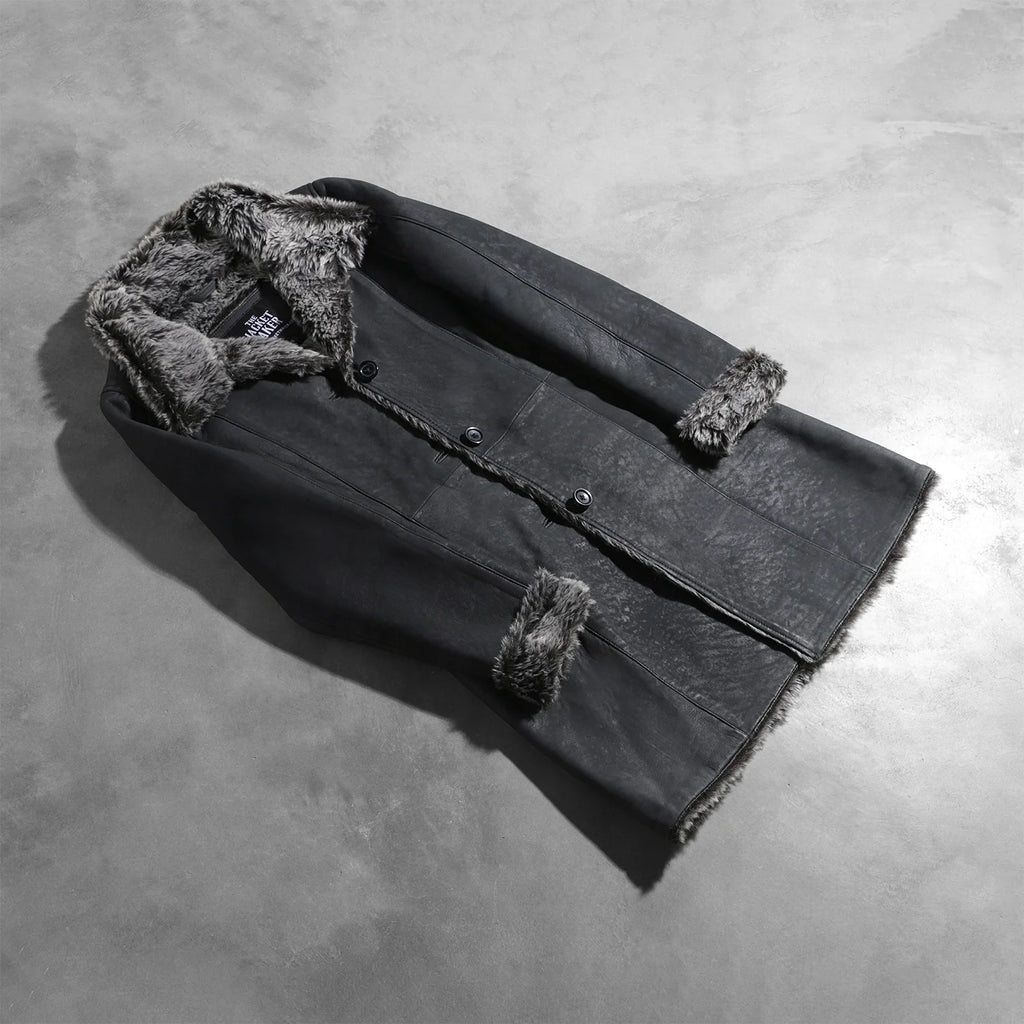 Erica Shearling Black Leather Coat SH608