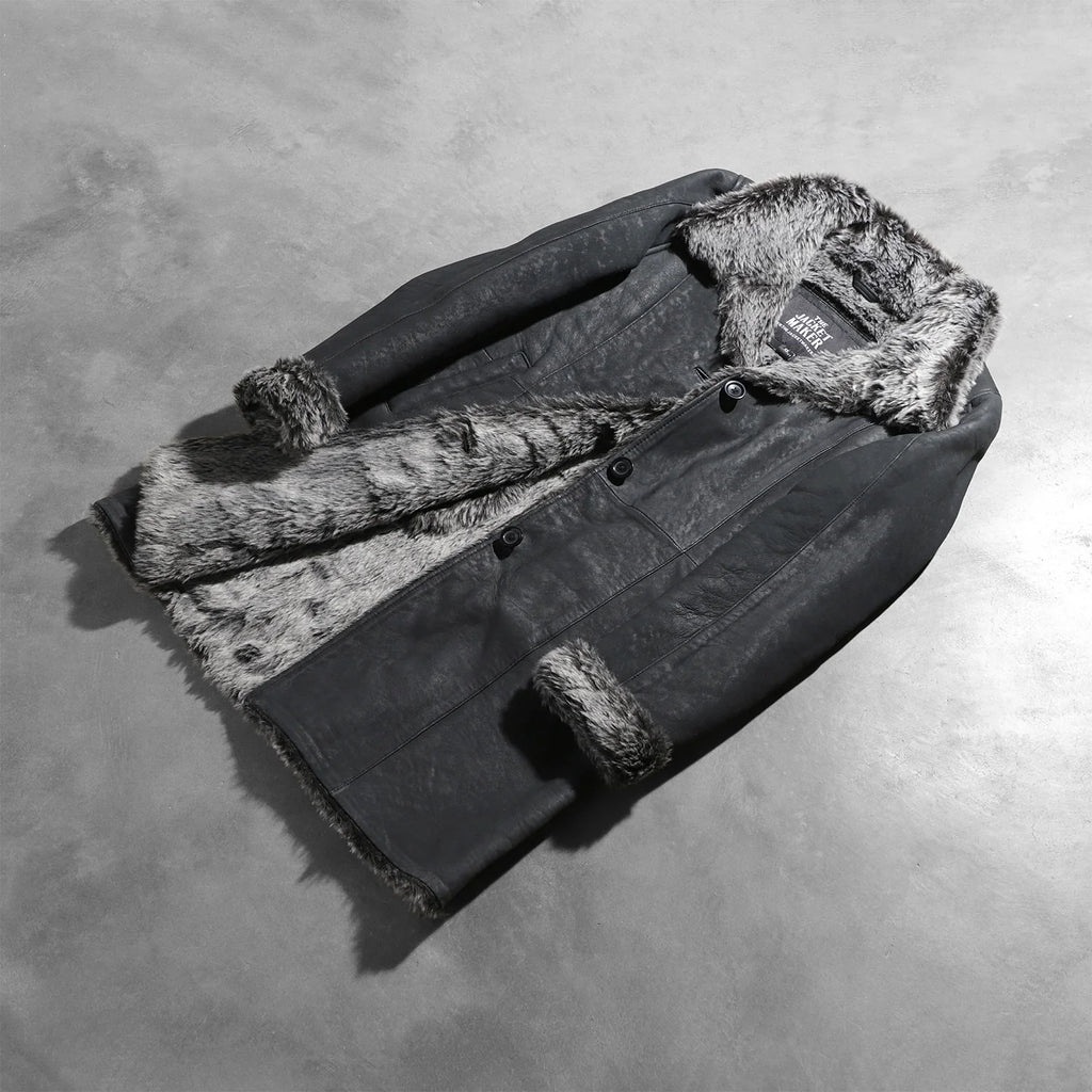 Erica Shearling Black Leather Coat SH608