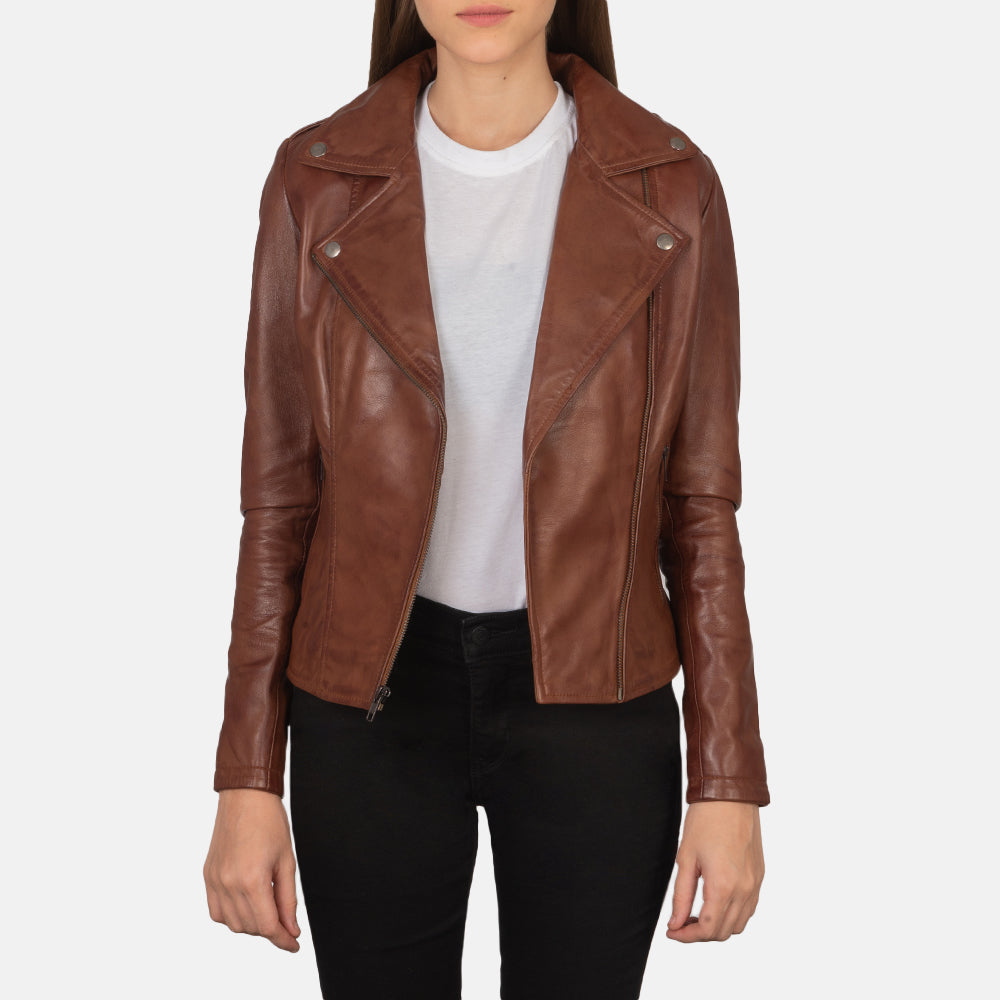 Flashback Brown Leather Biker Jacket SH600