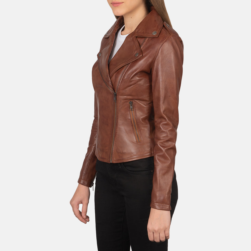 Flashback Brown Leather Biker Jacket SH600