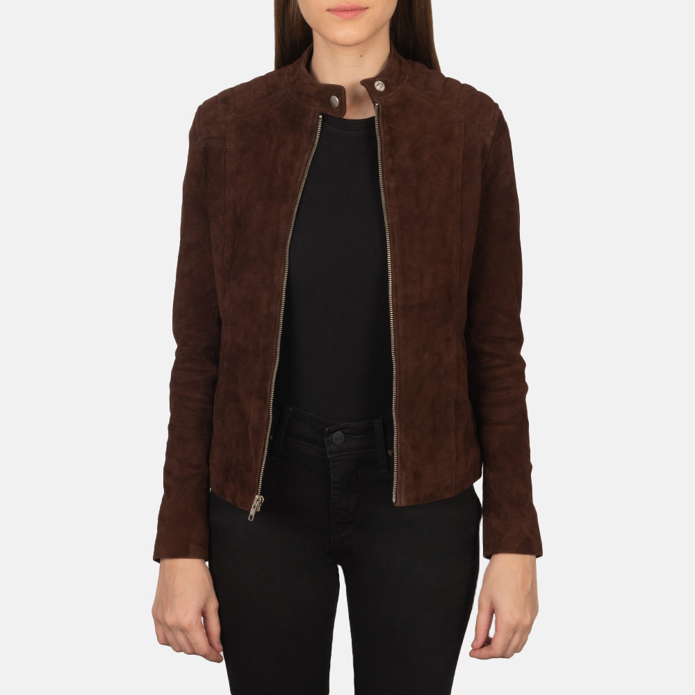 Kelsee Mocha Suede Biker Jacket SH590