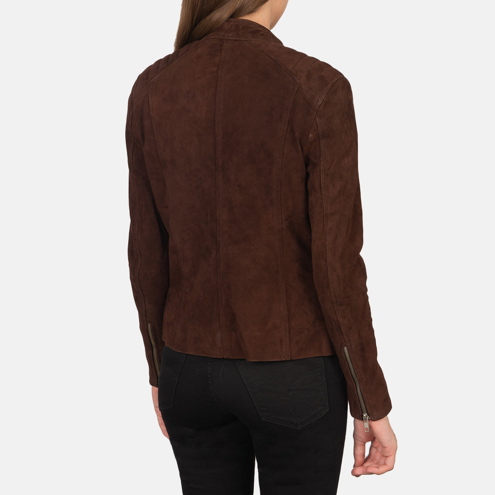 Kelsee Mocha Suede Biker Jacket SH590