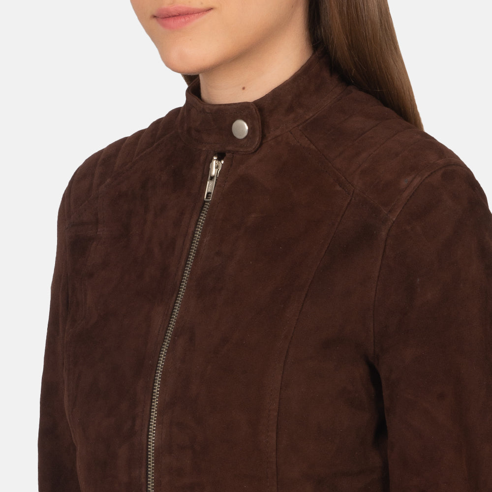 Kelsee Mocha Suede Biker Jacket SH590