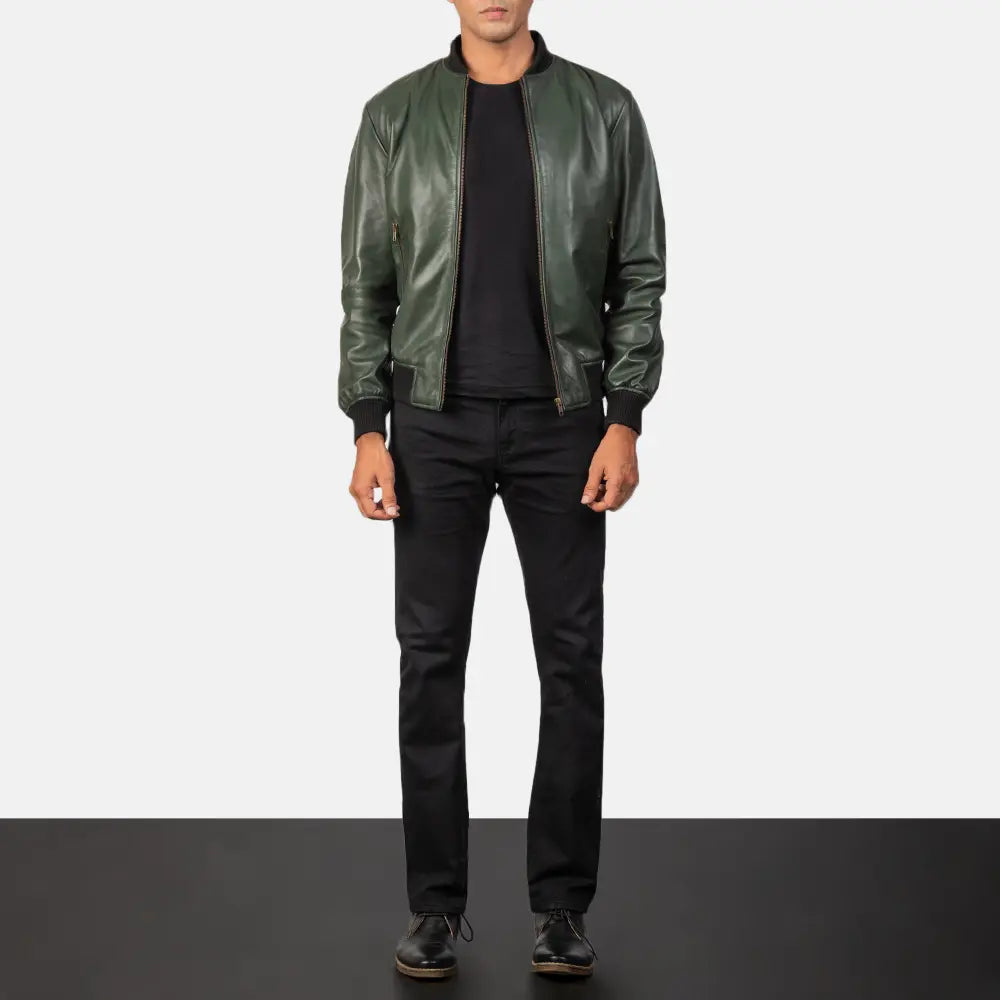 Shane Green Leather Bomber Jacket SH85