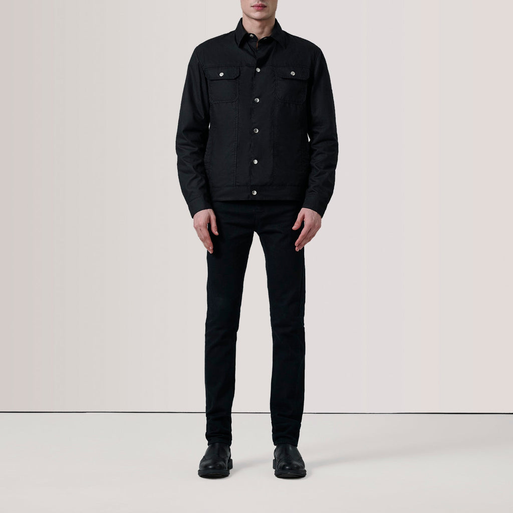 Colberto Black Waxed Canvas Trucker Jacket