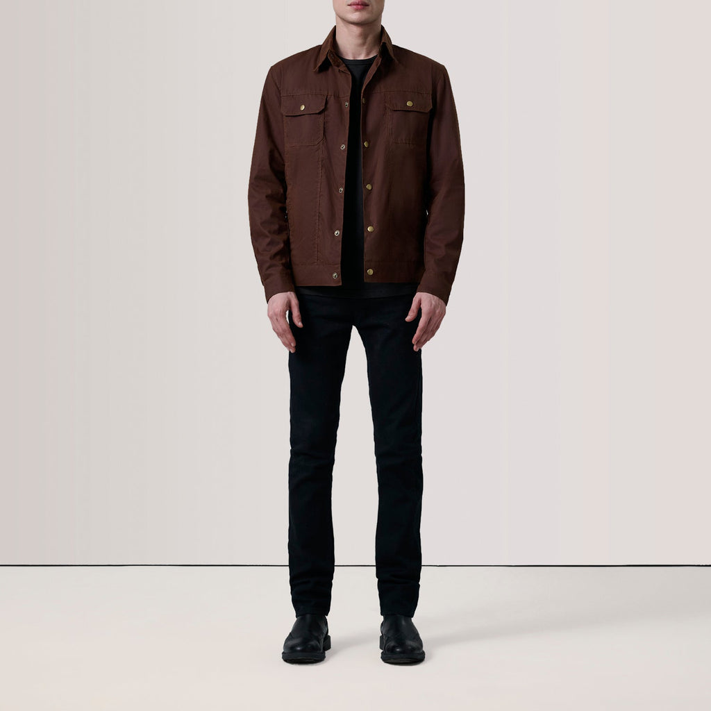 Colberto Brown Waxed Canvas Trucker Jacket