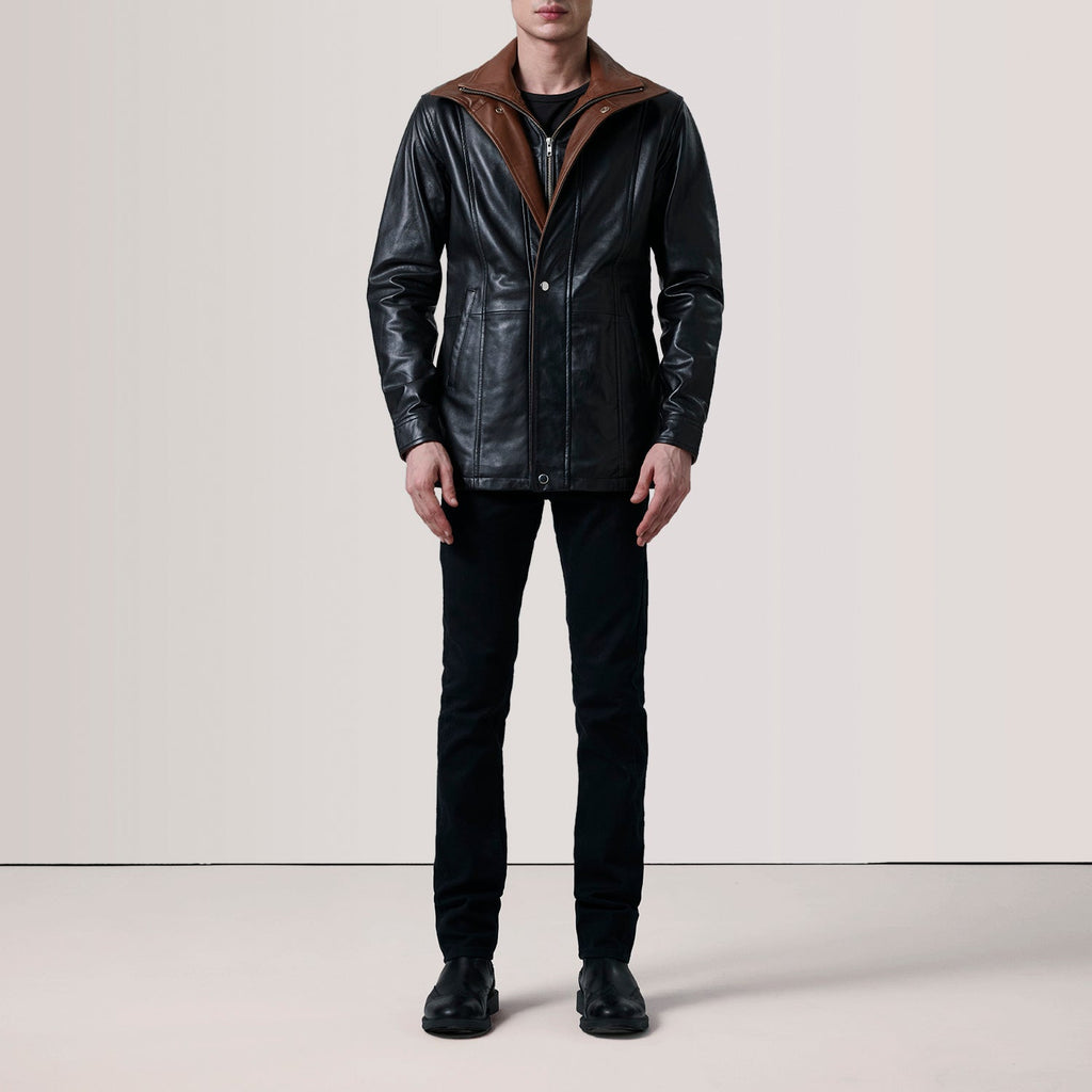 Connor Black Leather Coat
