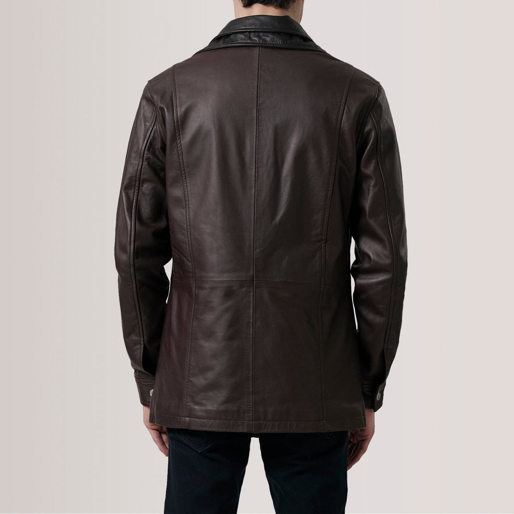 Connor Maroon Leather Coat