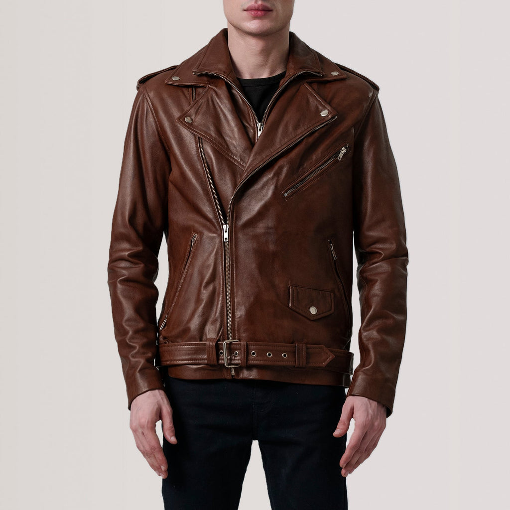 Kole Waxed Brown Leather Double Rider Jacket