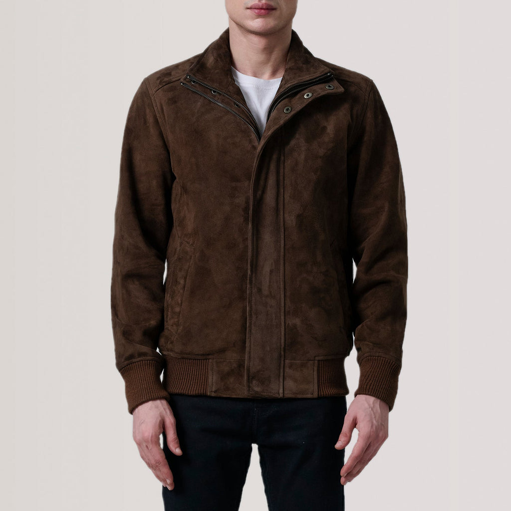 Lester Brown Suede Bomber Jacket