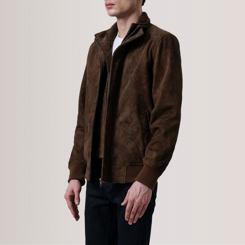 Lester Brown Suede Bomber Jacket