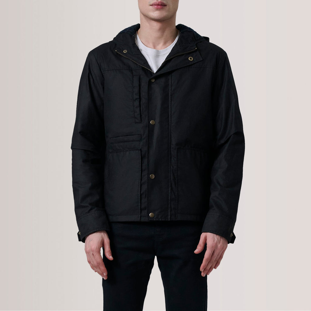 Marlo Black Canvas Hooded Work Jacket