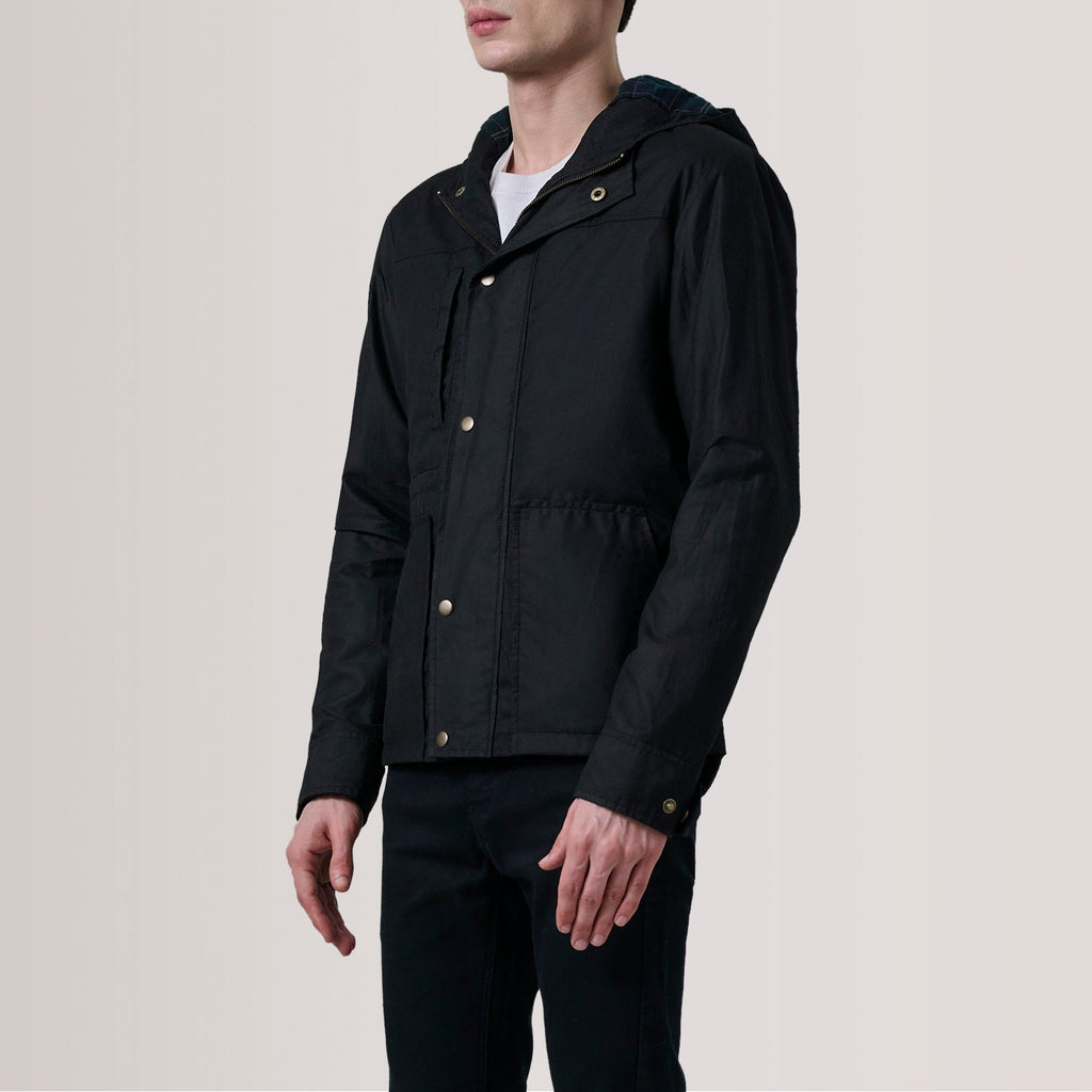 Marlo Black Canvas Hooded Work Jacket