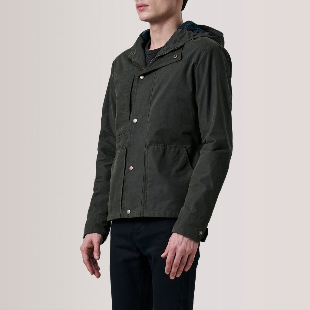 Marlo Olive Canvas Hooded Work Jacket
