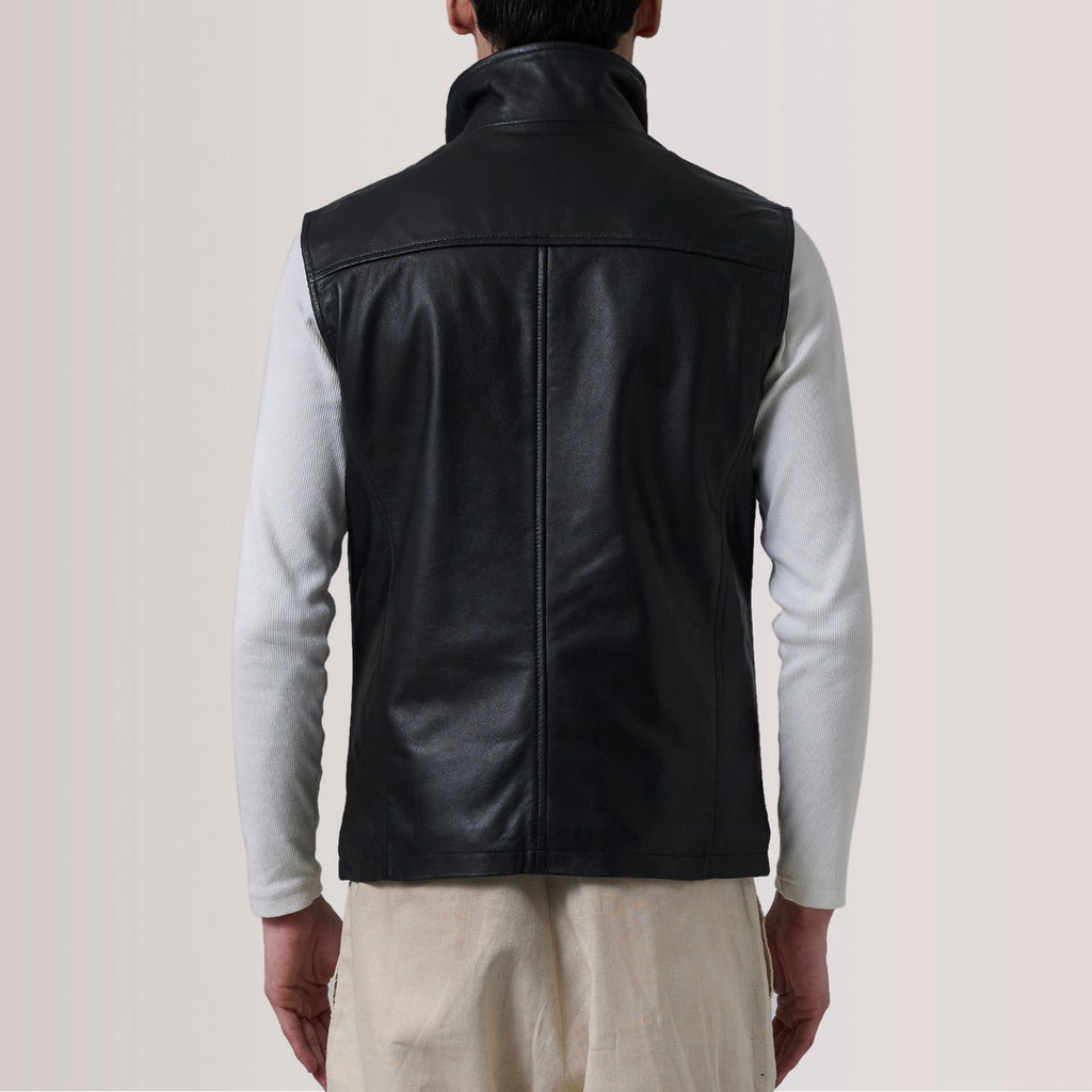 Zane Black Leather Vest SH10