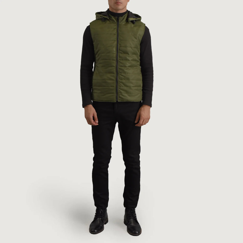 Carlo Green Hooded Puffer Vest