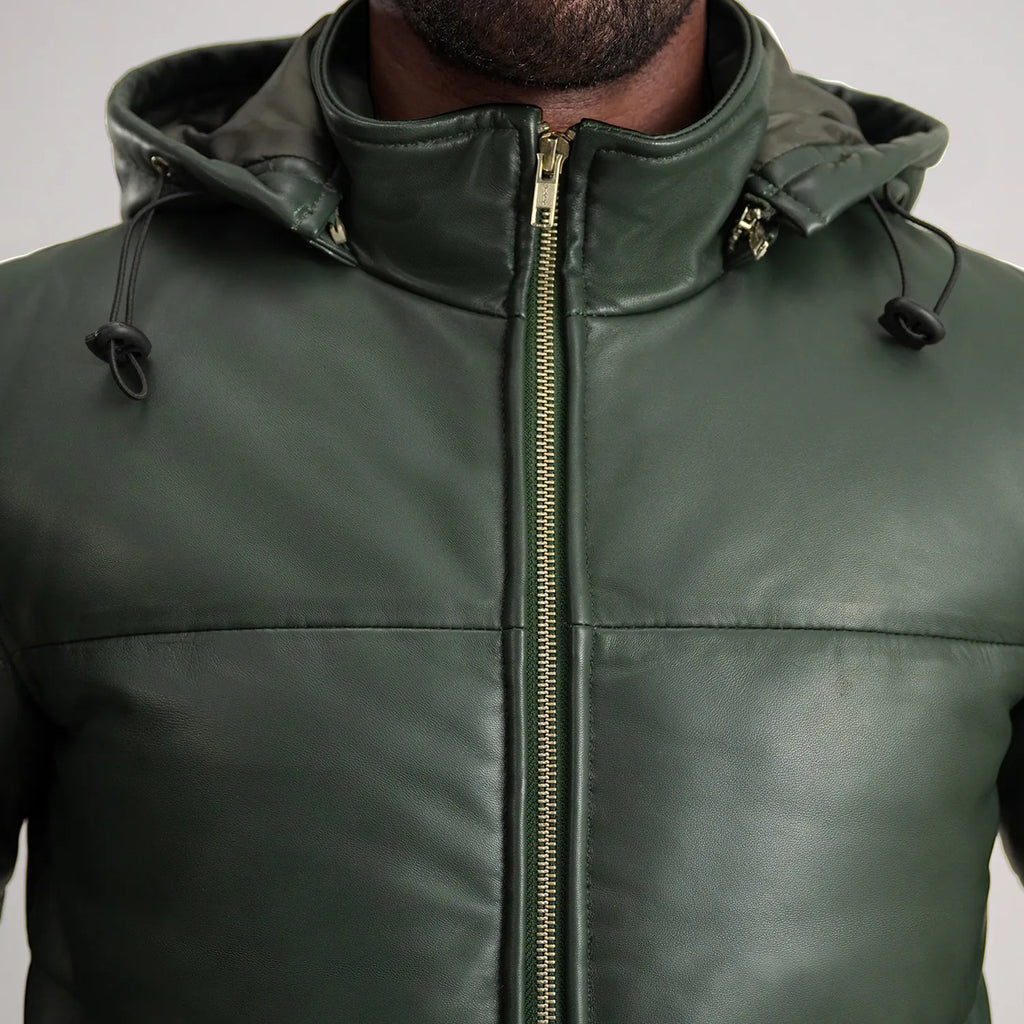 Gordon Green Hooded Leather Puffer Jacket
