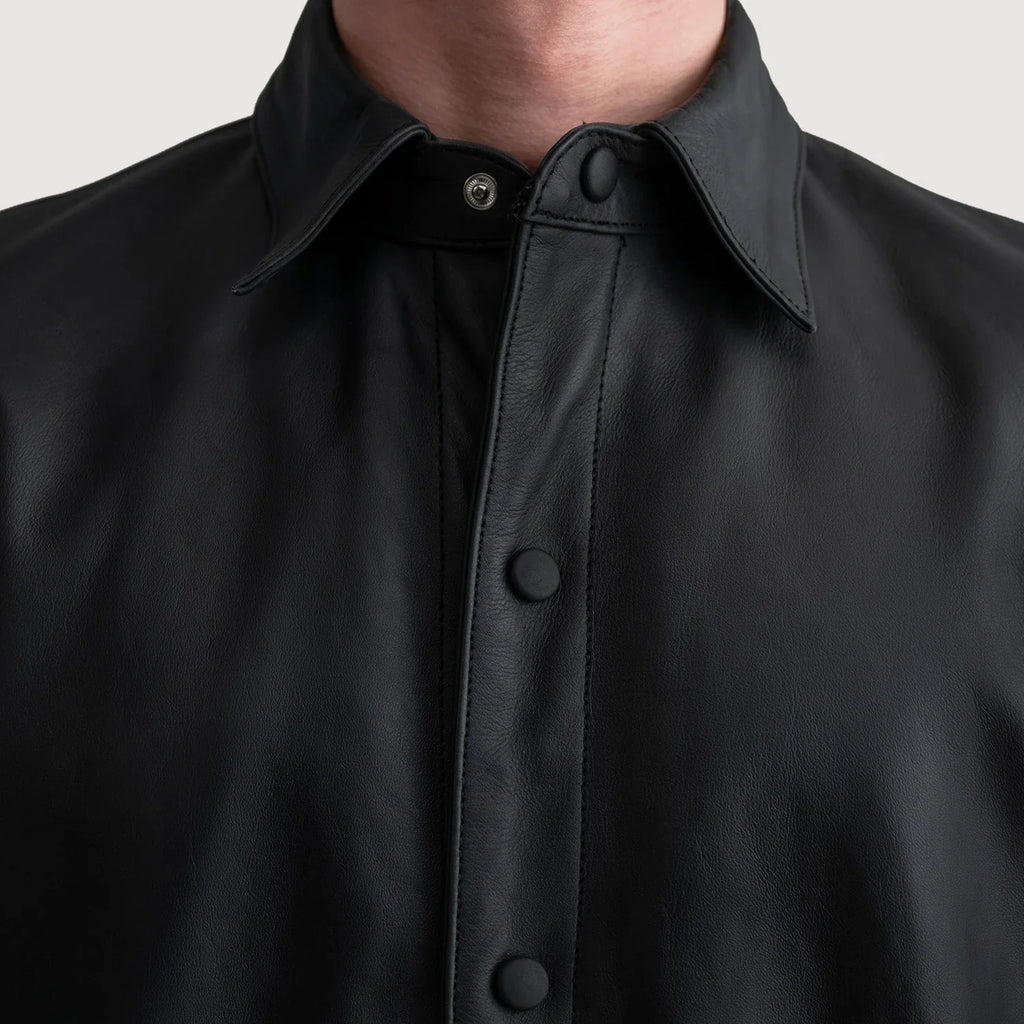Haven Matte Black Leather Shirt
