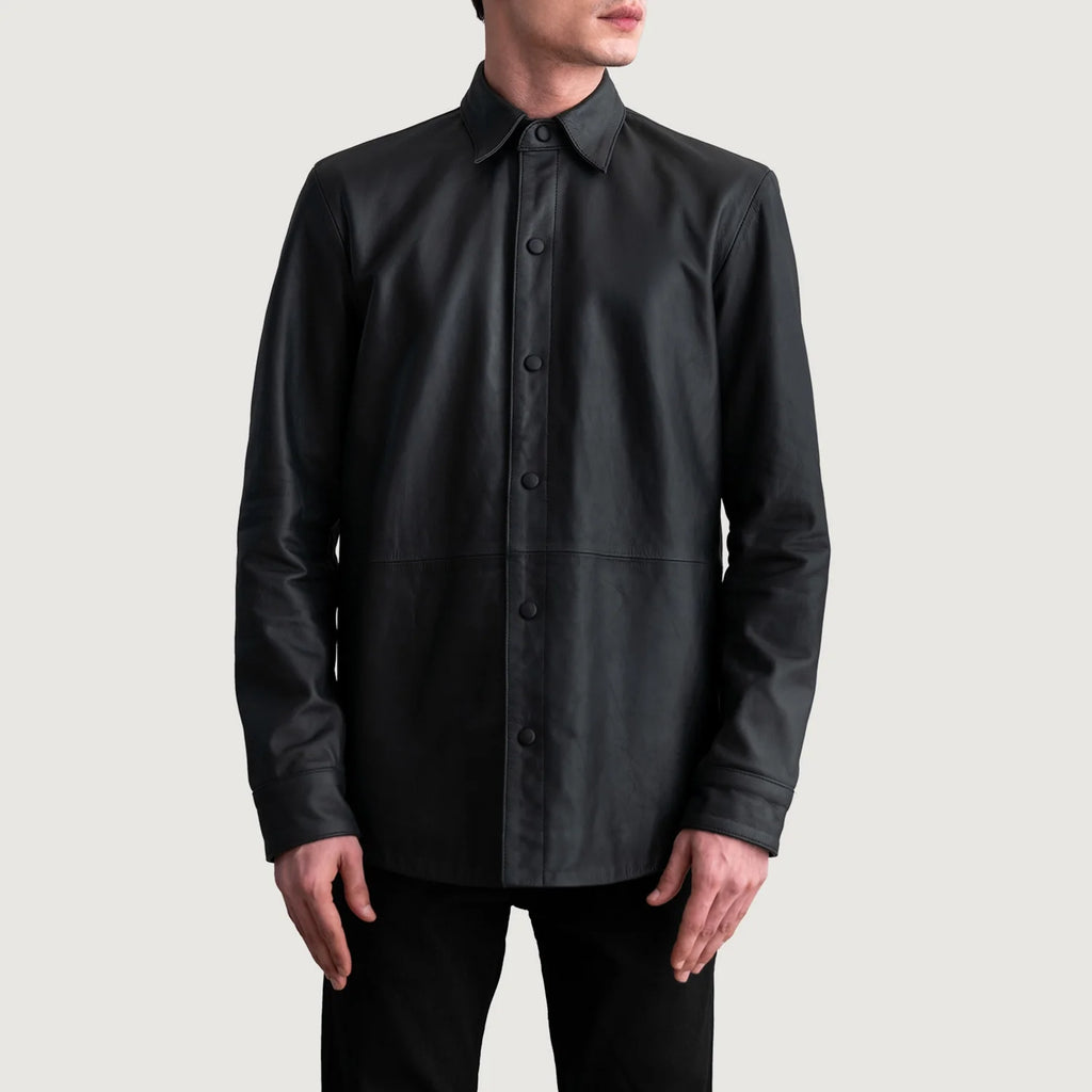 Haven Matte Black Leather Shirt