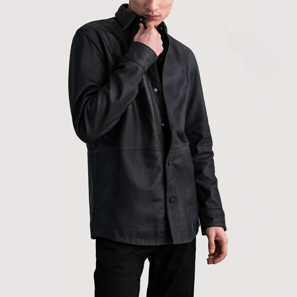Haven Matte Black Leather Shirt