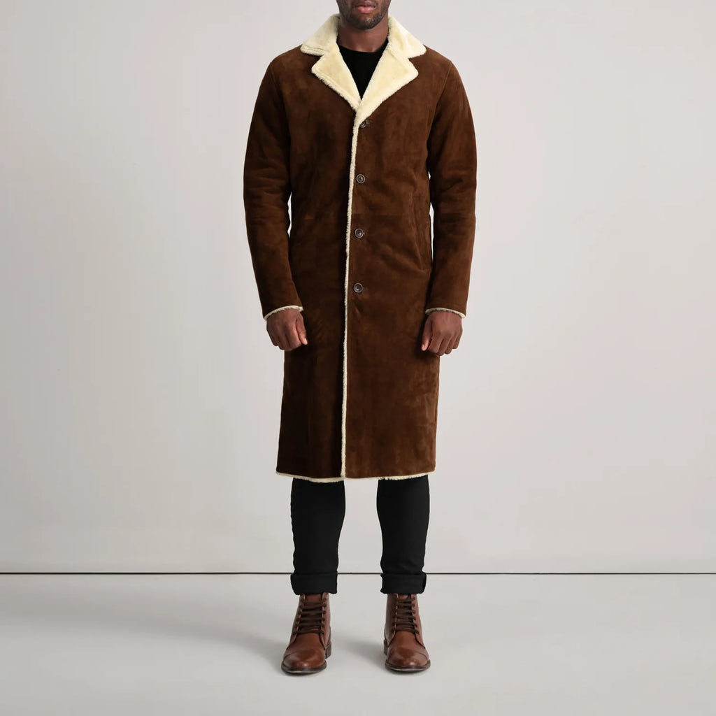 Kolby Brown Suede Shearling Coat