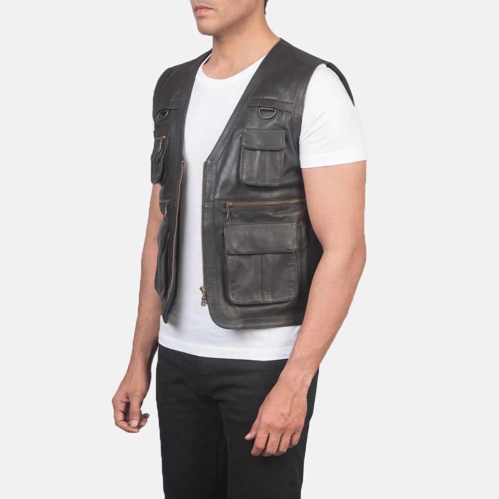 Safari Brown Leather Vest SH98