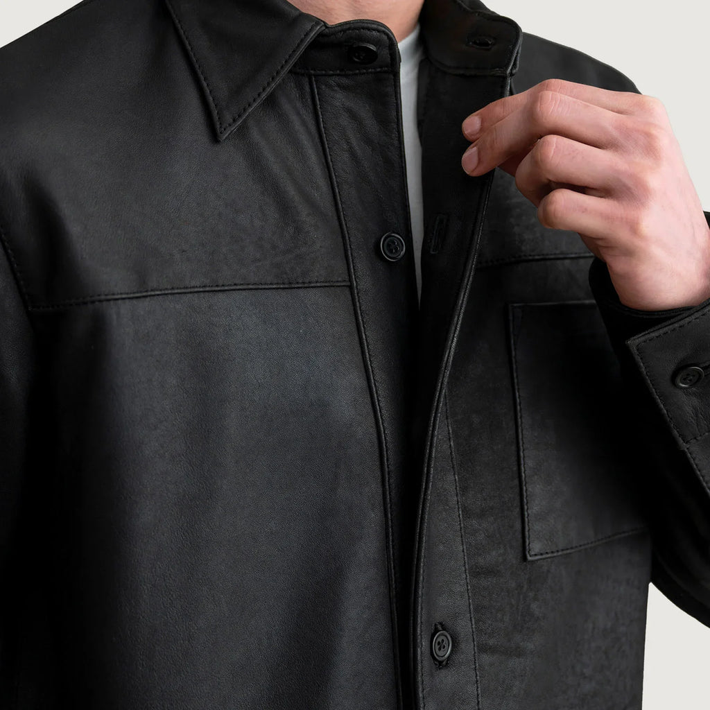 Scout Tumbled Black Leather Shirt SH93