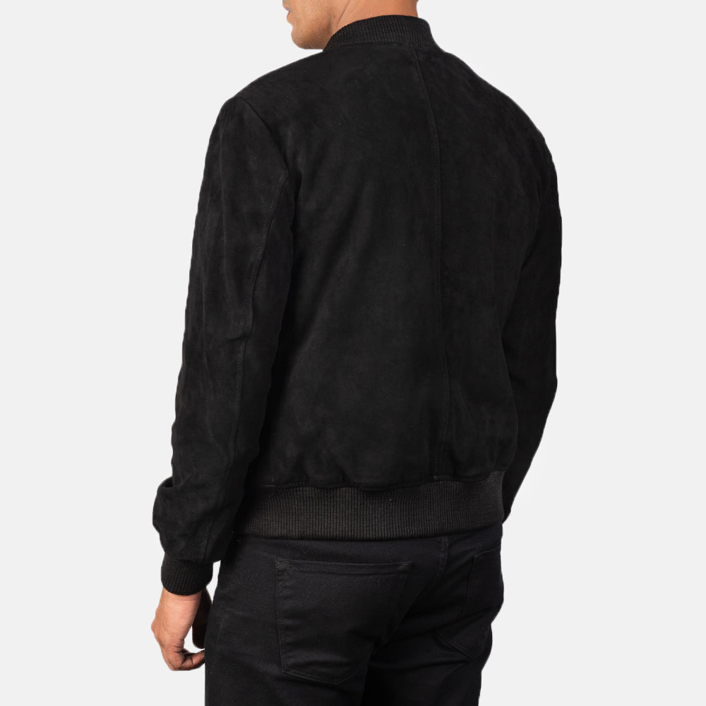 Shane Black Suede Bomber Jacket SH88