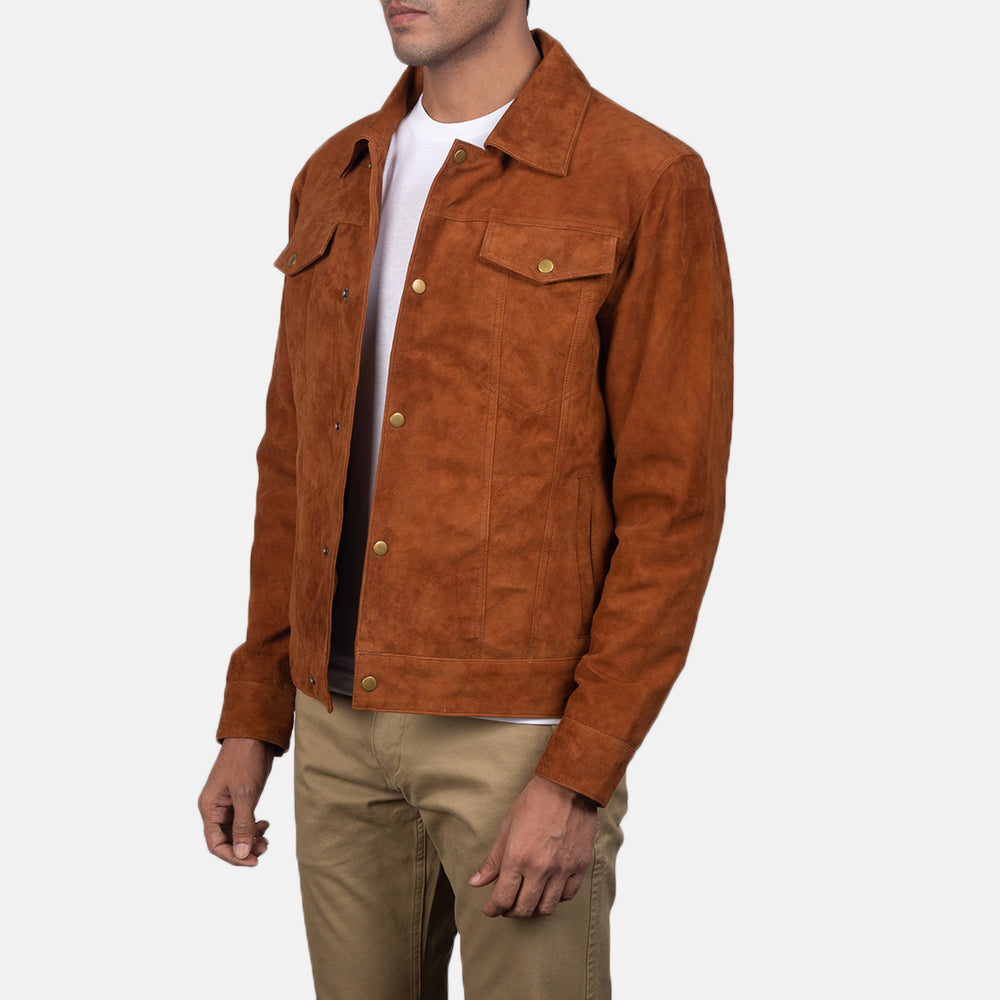 Stallon Brown Suede Trucker Jacket SH76