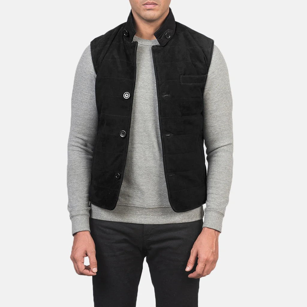 Tony Black Suede Vest SH62