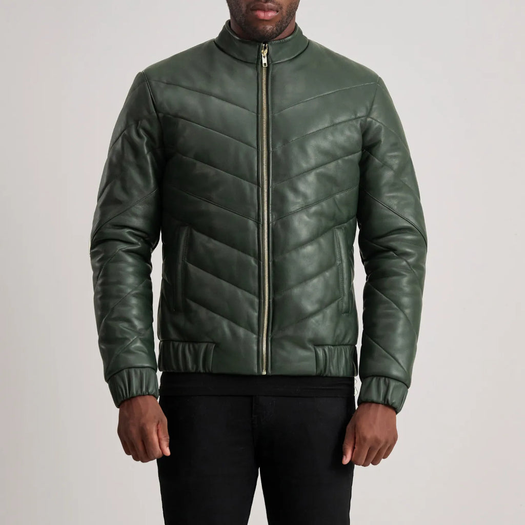 Travis Green Leather Puffer Jacket SH57