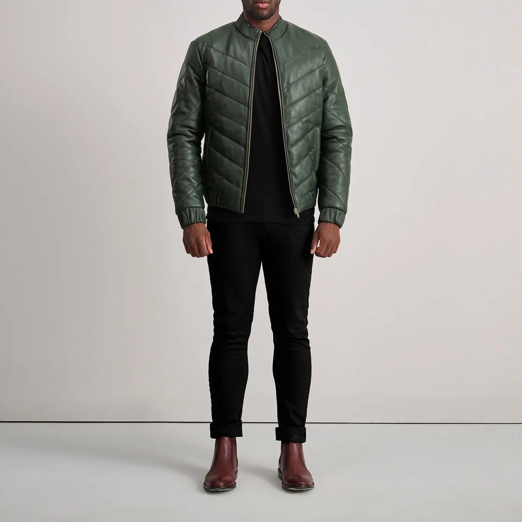 Travis Green Leather Puffer Jacket SH57