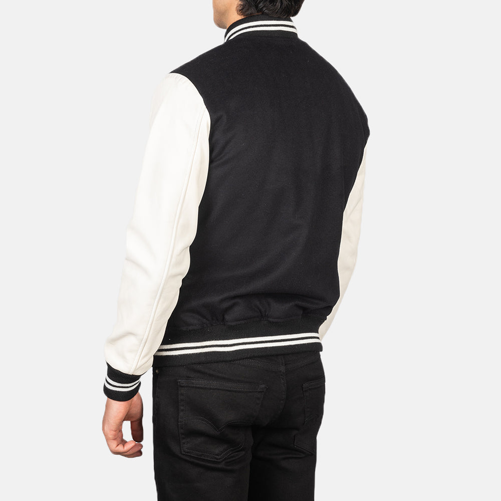 Vaxton Black & White Hybrid Varsity Jacket SH48