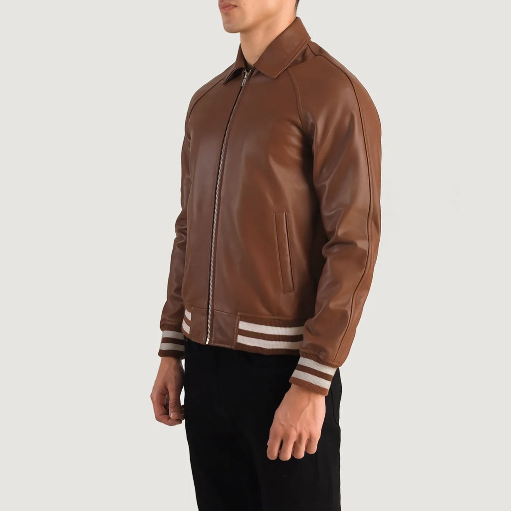 Walton Brown Leather Varsity Jacket SH35