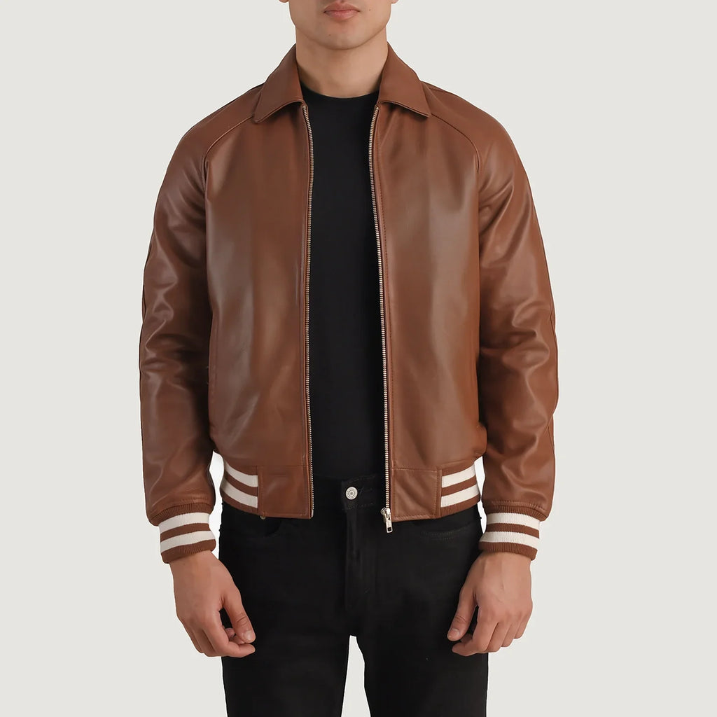 Walton Brown Leather Varsity Jacket SH35