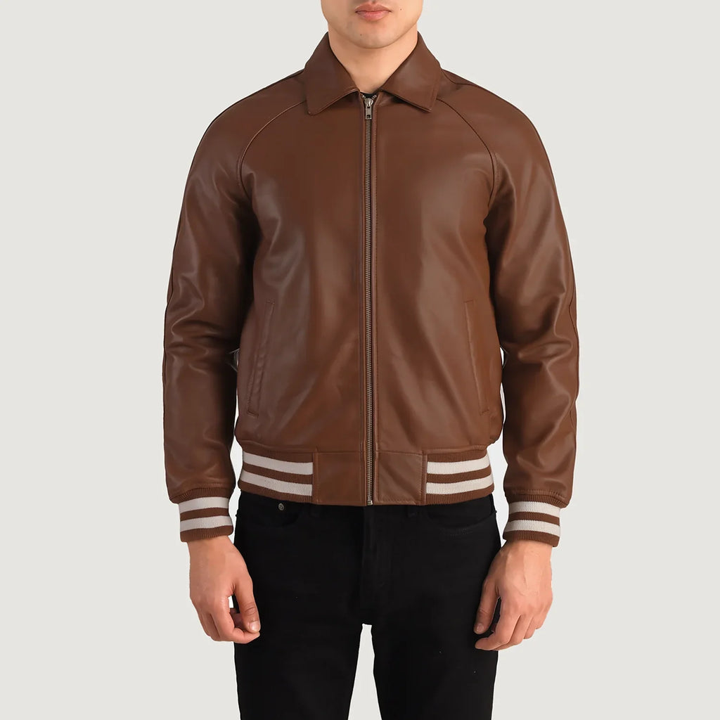 Walton Brown Leather Varsity Jacket SH35