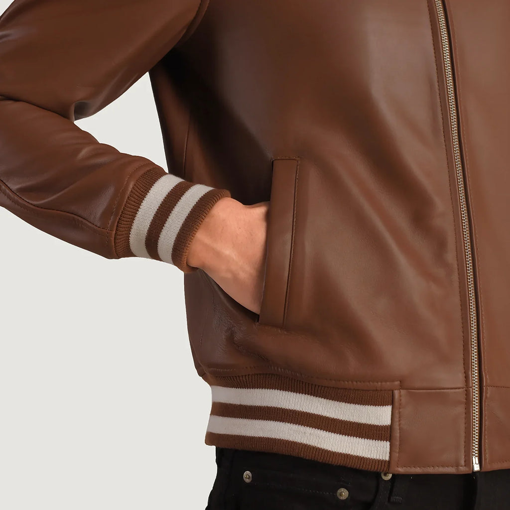 Walton Brown Leather Varsity Jacket SH35