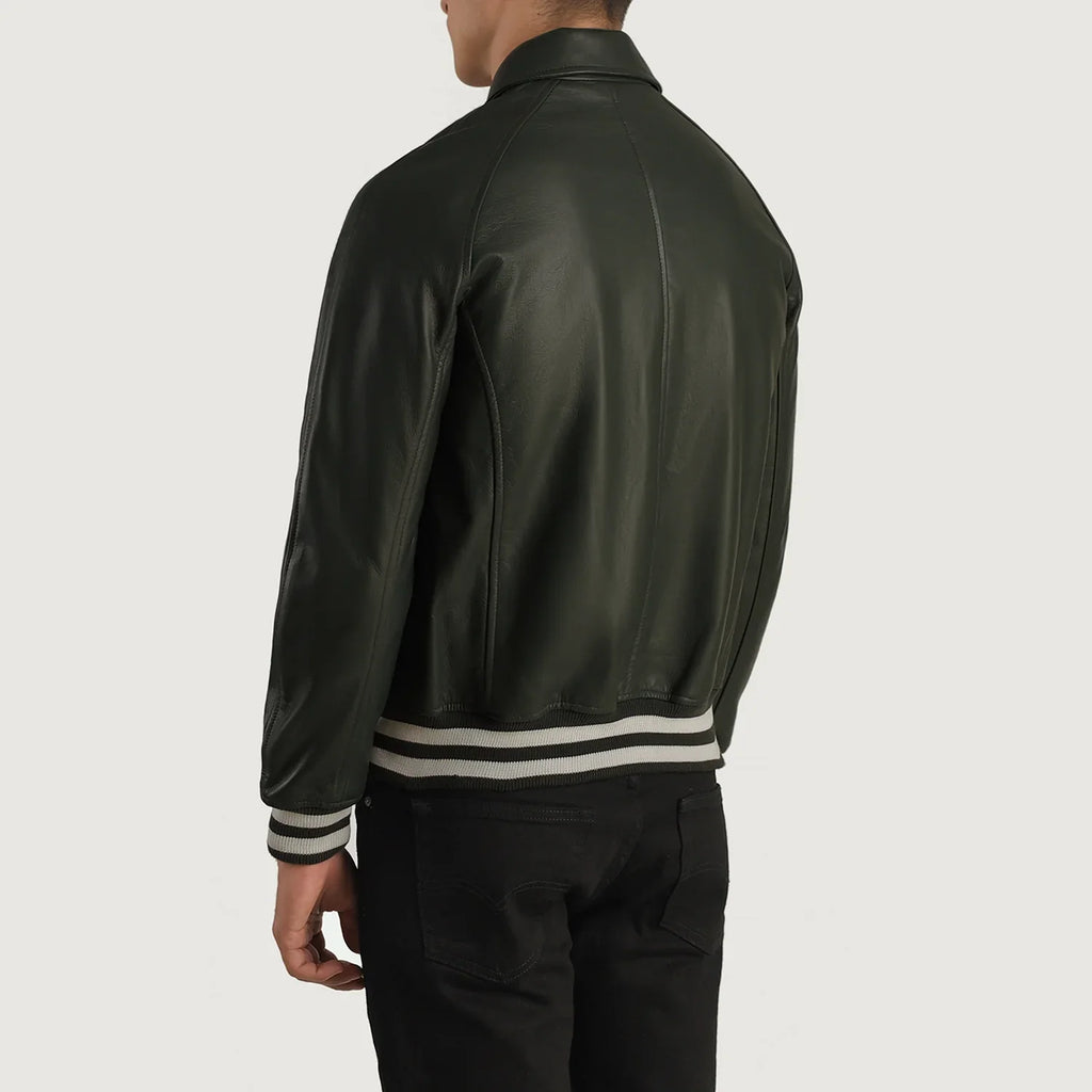 Walton Green Leather Varsity Jacket SH34