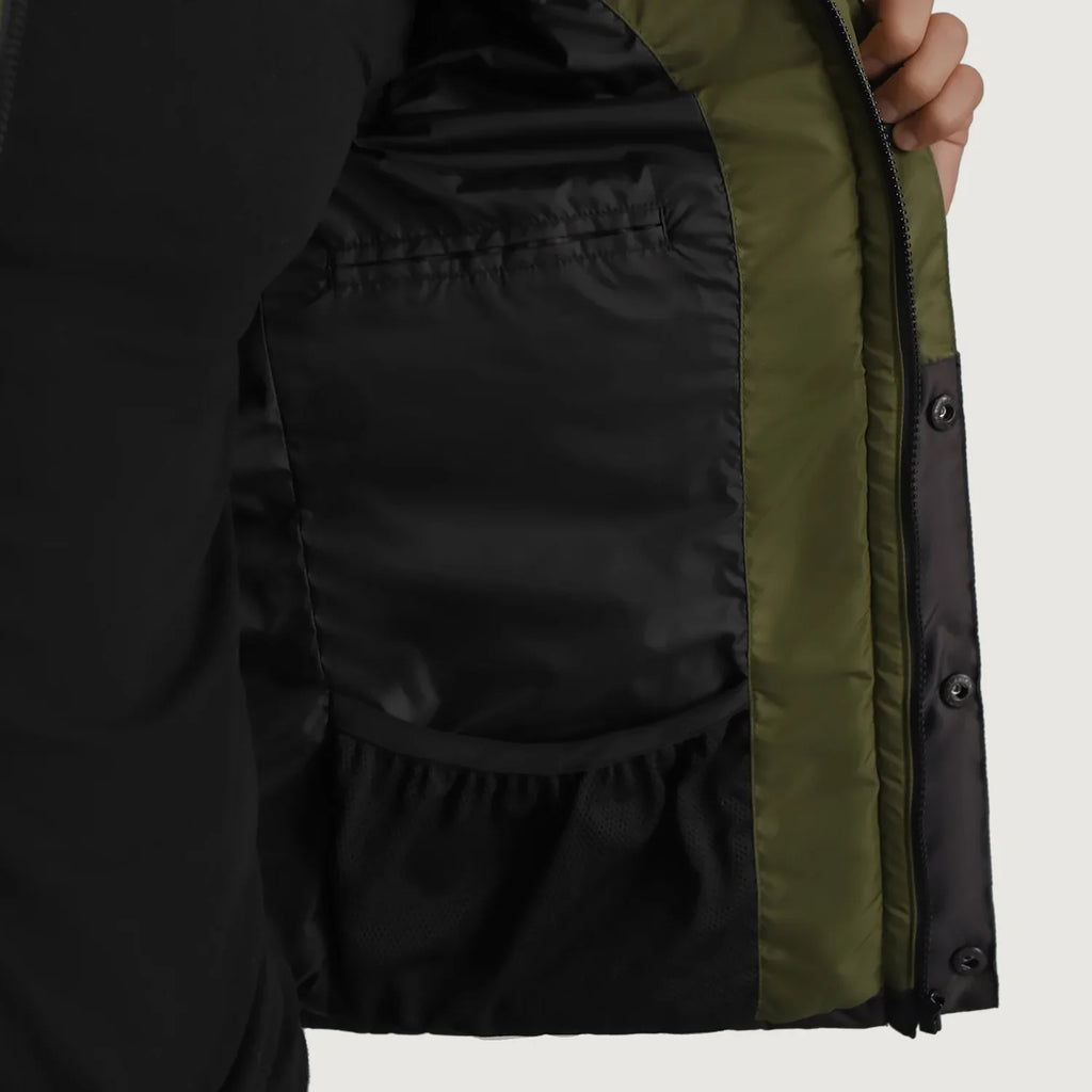 Wayne Black & Green Hooded Puffer Jacket SH32