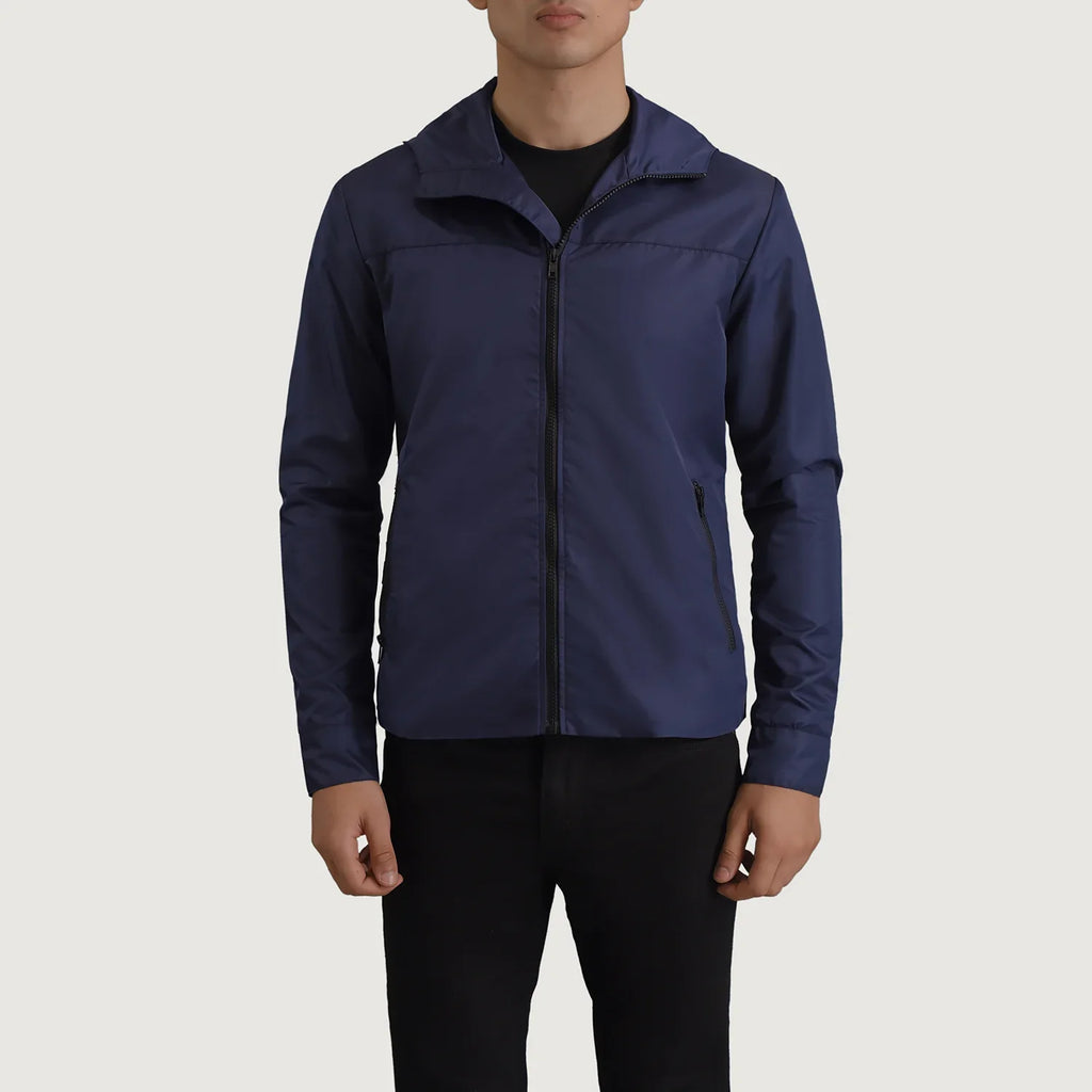 Wesley Blue Hooded Windbreaker Jacket SH30