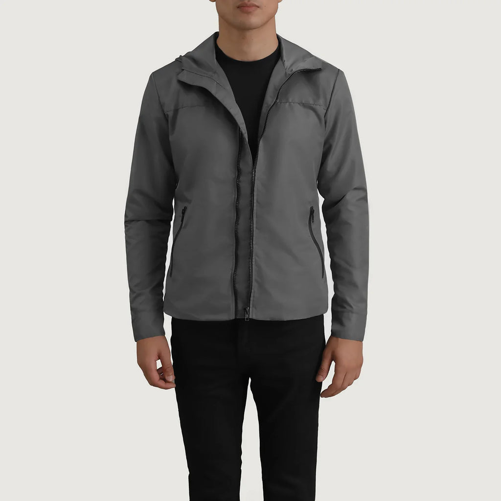 Wesley Grey Hooded Windbreaker Jacket SH28