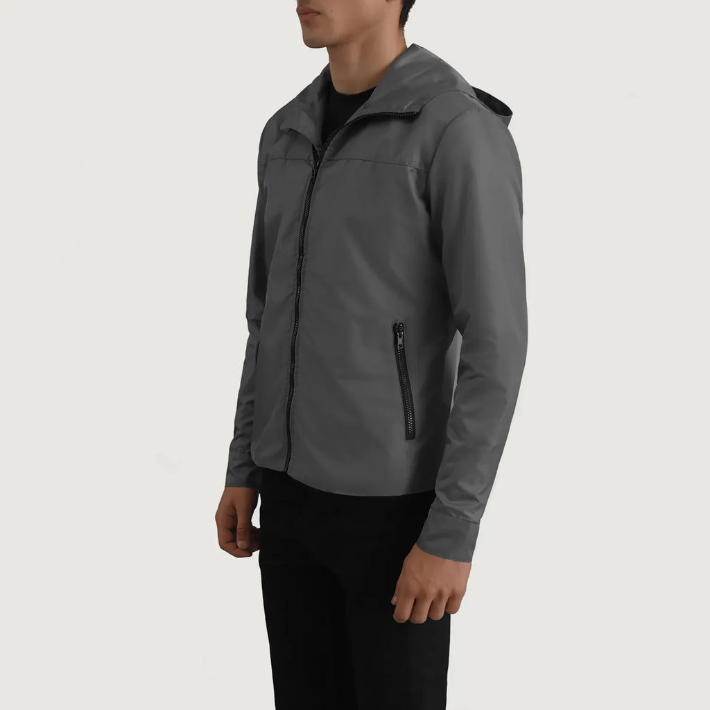 Wesley Grey Hooded Windbreaker Jacket SH28