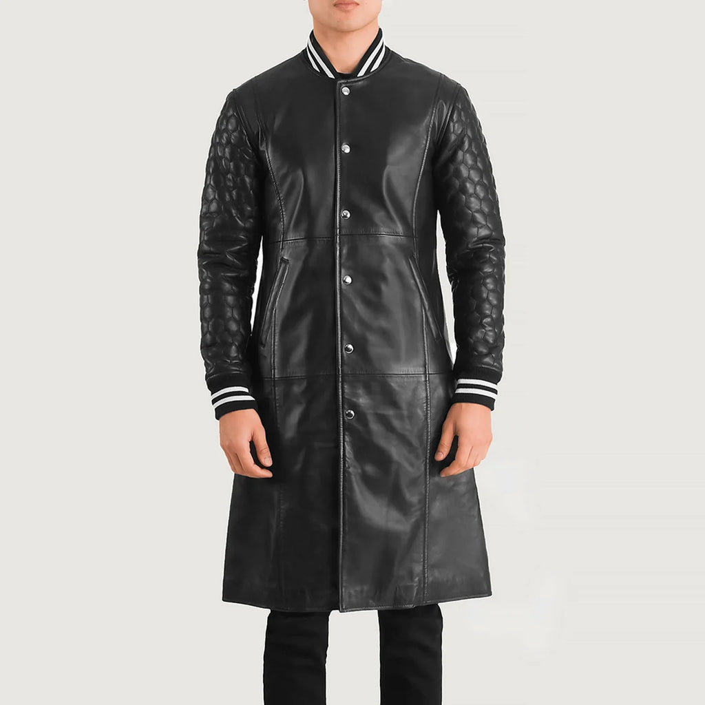 Wilde Black Leather Varsity Coat SH27