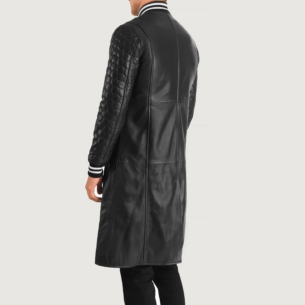 Wilde Black Leather Varsity Coat SH27