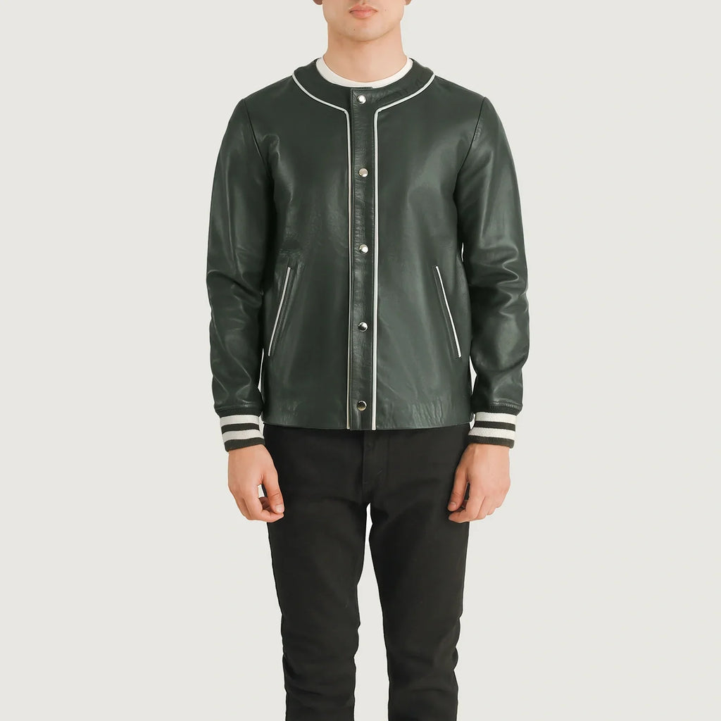 Willis Green Leather Varsity Jacket SH24