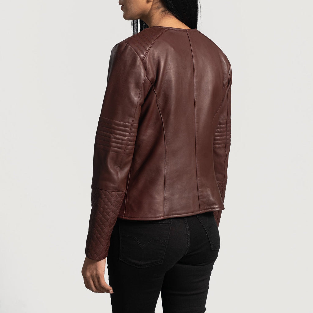 Nexi Quilted Maroon Leather Jacket SH576